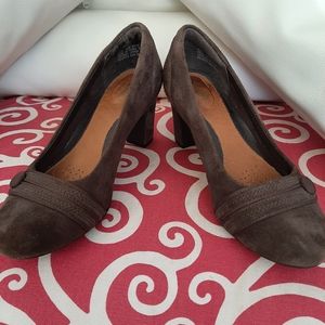 Clark's Mocha Chunky Heels, size 5 1/2